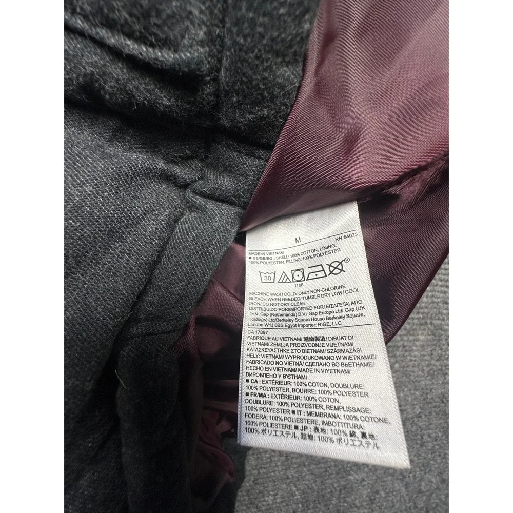 Banana Republic Puffer Vest Men M Gray Quilted Cotton Twill